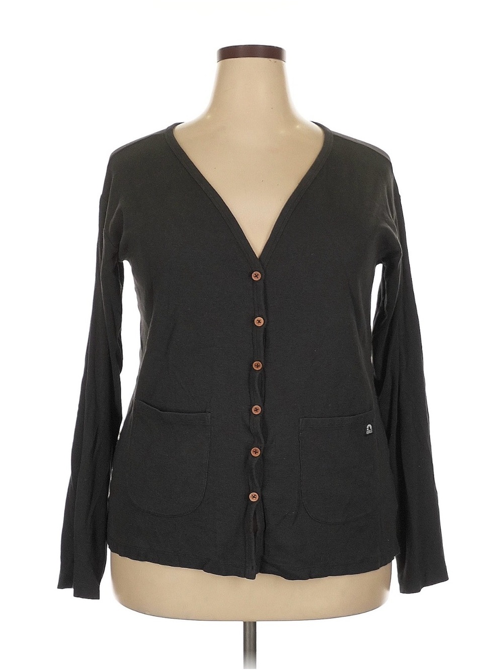 Bass Black V-Neck Button Front Cardigan